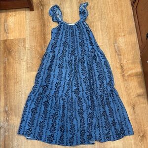 Women’s Blue Floral Tiered Sundress, Size XS, 0-2